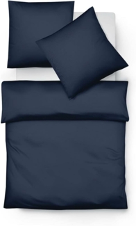 Fleuresse Lech Edelflanell Bettwäsche 240x220 Fischgrätmuster blau uni 603089-12