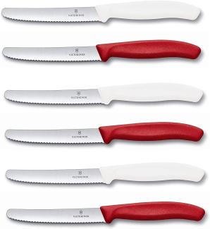 Victorinox 6 Stück Tafelmesser Brotzeitmesser Swiss Classic Rot/Weiß