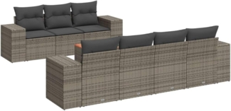 vidaXL 8-tlg. Garten-Sofagarnitur mit Kissen Grau Poly Rattan 3225353