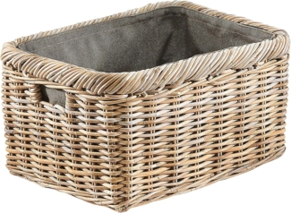 Kobolo Kaminholzkorb Holztrage Rattan grau mit Jutestoff dunkel (1 St)