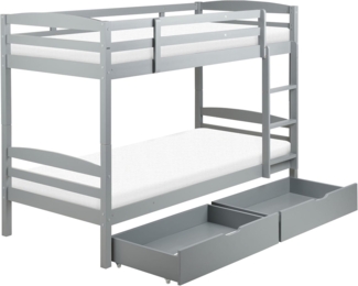 Hochbett mit Schubladen REGAT 90 x 200 cm Holz Grau