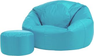 Bean Bag Bazaar Klassischer Sitzsack mit Hocker, Türkis, Sitzsack für Erwachsene Groß, Sitzsack mit Füllung, Indoor Outdoor Sitzkissen Wasserabweisend