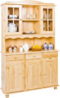 Dmora Anrichte mit Türen und DREI Schubladen, Farbe Eiche hell, 130 x 198 x 32 cm