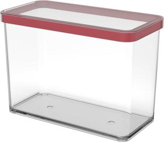 Rotho Loft rechteckige Vorratsdose 2. 1l mit Deckel und Dichtung, Kunststoff (SAN) BPA-frei, transparent/rot, 2. 1l (20. 0x10. 0x14. 2 cm)