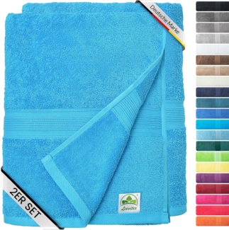leevitex® Saunatuch Frottee XXL, (2-St), 80 x 200 cm, extra groß & saugfähig, Türkis/Ocean