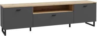 Lowboard LEOKADIA Hifi TV Fernseher Kommode Artisan Eiche / Grau ca. 215 x 58 x 42 cm