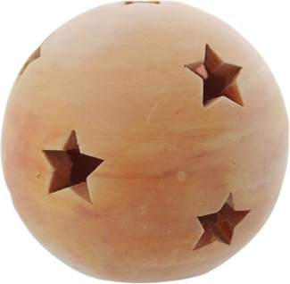 Kugel "Sterne", mittel Gartendeko Skulptur Stern Muster Terracotta Windlicht