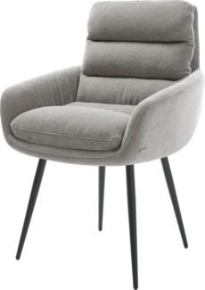 Esszimmerstuhl Abelia-Flex mit Armlehnen Strukturstoff Soft Grau 4-Fuß konisch Schwarz