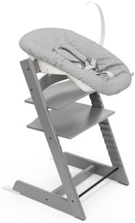 Tripp Trapp Stuhl von Stokke (Storm Grey) mit Newborn Set (Grey) - Für Neugeborene bis zu 9 kg - Gemütlich, sicher & einfach zu verwenden