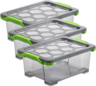 ROTHO Aufbewahrungsbox Evo Total Protection 3er-Set stapelbare Box 11l mit Deckel (Aufbewahrungsset, 3er-Set)