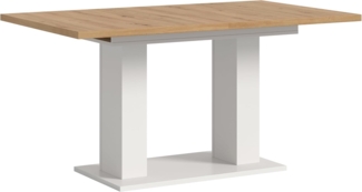 Ausziehbarer Esstisch (B/H/T): 150-190x76x80 in Artisan Nachbildung und weiß Nachbildung mit Doppelsäulen-Fußgestell