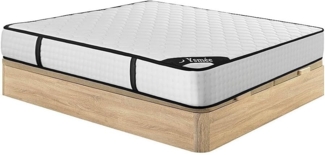 Vente-unique - Bett-Set 180 x 200 cm, Bettkasten natur hell + Matratze 7-Zonen-Taschenfederkern & Memory-Schaum, Höhe 22 cm - LUREAN von YSMÉE