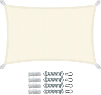 VOUNOT® Sonnensegel Rechteckig mit Befestigung Set, Wasserdicht Sonnenschutz Wetterbeständig, für Balkon Garten Terrasse, 3x2 m, Beige