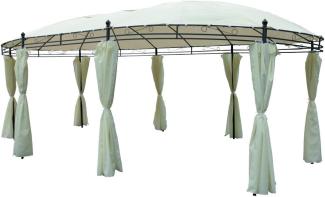 Pavillon Stahl pulverbeschichtet oval 5,3 x 3,5 m Dach und Seitenteile beige