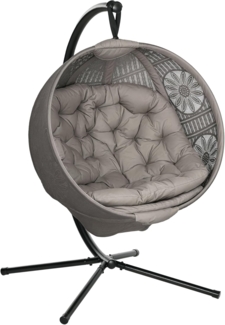 Outsunny Hängesessel Hängeschaukel mit Sitzkissen, Klappbarem Sitzkorb (Hängestuhl, 1-St, Schaukelstuhl), bis 120 kg Belastbar, Polyester, Sand