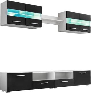 vidaXL TV-Wohnwand-Set 5-tlg. LED-Leuchten Hochglanz-Schwarz 246028
