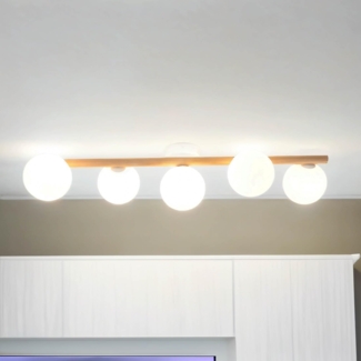 Licht-Erlebnisse Deckenleuchte OLARA, ohne Leuchtmittel, Metall Weiß Kiefer G9 Kugel Schirm