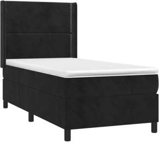 vidaXL Boxspringbett mit Matratze Schwarz 100x200 cm Samt 3132605