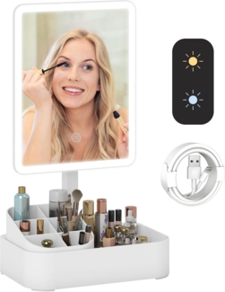 HOMCOM Schminkspiegel LED (LED Kosmetikspiegel, 1-St, Spiegel mit Beleuchtung), mit 2 Beleuchtungsmodi Touchschalter, Weiß