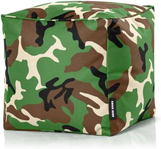 Green Bean© Outdor Pouf-Hocker 40 x 40 x 40 cm mit EPS-Perlen Füllung - Erweiterung & Addon für Sitzsäcke: Fußhocker Fußkissen - Bodenkissen Kinder & Erwachsene - Fußablage Sitzkissen Camouflage Grün