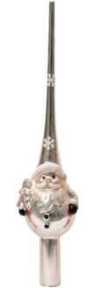 Christbaumspitze Weihnachtsmann Silber Weiß Echt Glas Weihnachtsbaumspitze 25cm