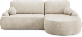 Lookway Ecksofa CLEO CORD Rundes Ecksofa mit Schlaffunktion und Bettkasten