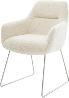 Esszimmerstuhl Pejo-Flex Teddystoff Beige Kufengestell Edelstahl Taschenfederkern