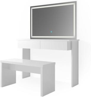 Vicco Schminktisch Azur, Weiß, 120 cm mit LED-Spiegel und Sitzbank