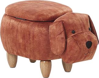 Beliani Pouffe pet with storage velor brown DOGGY