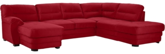 Mivano Wohnlandschaft Royale, Zeitloses Bettsofa in U-Form mit Schlaffunktion, kleinem Bettkasten und hohen Rückenlehnen, 316 x 90 x 230, Mikrofaser, rot
