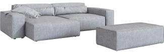 Ecksofa Sirpio XL 270x170 cm Mikrofaser Grau Recamiere variabel mit Hocker