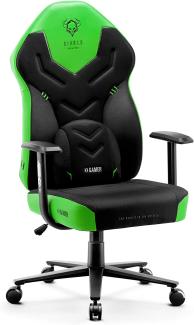 Diablo X-Gamer 2. 0 Gaming Stuhl Bürostuhl Stoffbezug Ergonomisches Design Lendenwirbelkissen Softpadauflage (Schwarz-Grün)