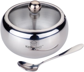 Kinghoff Kinghoff Zuckerdose aus Stahl mit satiniertem Löffel 8476