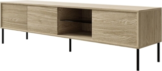 Selsey TV Lowboard 175 cm Rauchglasregal & LED Beleuchtung Modernes Design Eichenholzoptik mit ABS-Kanten Push-to-Open Fronten Lowboard für Wohnzimmer Minimalistische Eleganz & Funktionalität