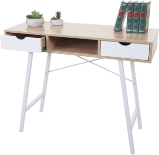 Konsolentisch HWC-E92 3D-Struktur 100x40 cm naturbraun weiß