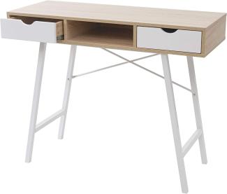 Konsolentisch HWC-E92 3D-Struktur 100x40 cm naturbraun weiß