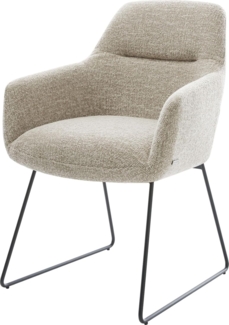 Esszimmerstuhl Pejo-Flex Webstoff Soft Beige Kufengestell Schwarz Taschenfederkern