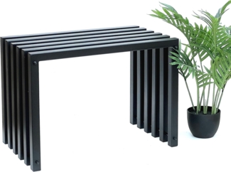 DanDiBo Hocker Metall Schwarz Sitzbank Massiv Wetterfest 60 cm Sitzhocker 96447 Ela Modern Bank Lamellenhocker