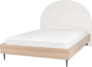 Bett mit Lattenrost MILLAY 140 x 200 cm Stoff Cremeweiß