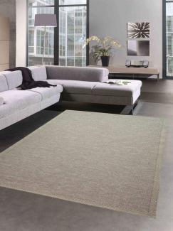 CARPETIA Indoor & Outdoor Teppich Sisal Optik Balkon Küche Terrasse Wohnzimmer - beige grau Größe 120x160 cm