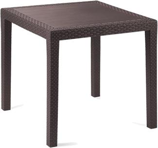 MOJAWO Gartentisch Rattanlook Mokka 79x79x72cm-DKIN028MA