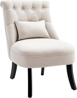 HOMCOM Relaxsessel Sessel mit Rückenkissen, Loungesessel mit Leinenoptik (Fernsehsessel, 1-St, Postersessel), für Wohnzimmer, Schlafzimmer, 52,5 x 69 x 77 cm, Cremeweiß