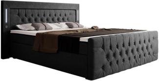 Boxspringbett Elegance mit LED, USB und Stauraum 140x200 Schwarz H3