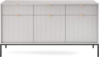 Selsey VELLORE-Dreitürige Kommode, Grau, 154 cm x 83 cm x 39 cm