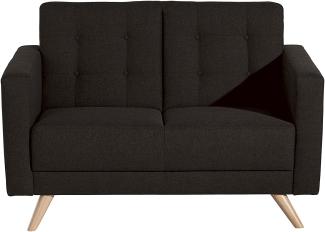 Julian Sofa 2-Sitzer Flachgewebe Chocolate Buche Natur