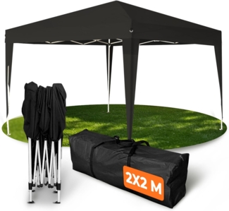 Kronenburg Faltpavillon wasserdicht Dachmaß 2x2 m UV Schutz 50+ Pavillon in Schwarz
