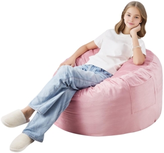 VEVOR runder Sitzsack Sitzkissen Bean Bag Gaming (89 x 89 x 56 cm) mit abnehmbarem & waschbarem Bezug, 25D Memory Foam gefüllt mit holländischem Samt, Sitzsack für Schlafzimmer Spielzimmer, Rosa