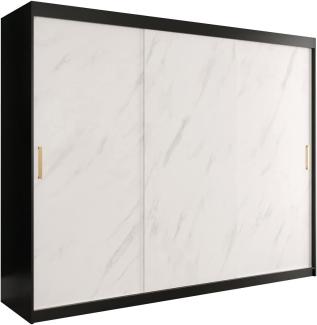 Kleiderschrank Kamoga T 250 (Schwarz / Marmor Weiß + Gold, mit Schubladen)