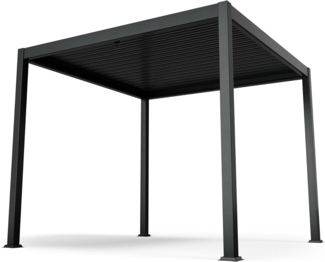 Blumfeldt Pavillon 3x3, Wasserdicht Stabil Winterfest, Lamellendach aus Verzinktem Stahl, Pulverbeschichteter Aluminiumrahmen, Wetterfest, Schwarz, Für Garten & Terrasse