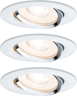 Paulmann Premium Einbauleuchten Set Reflector Coin rund schwenkbar dimmbar LED 3x6,8W 230V Weiß Chrom/Alu13283